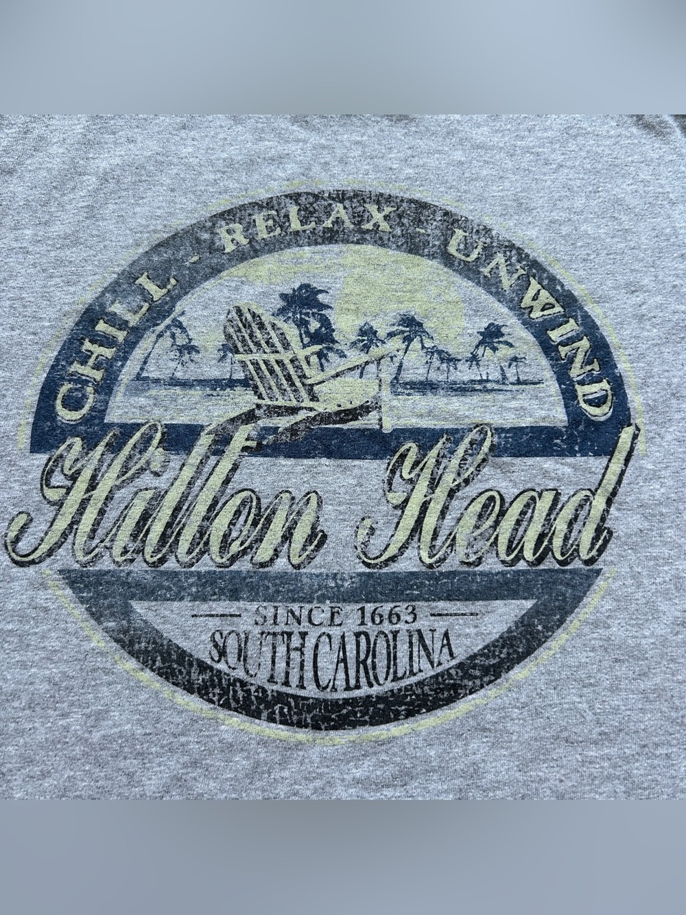 Vintage distressed Hilton Head Heather Gray Crewneck T-Shirt - size S - Picture 4 of 4